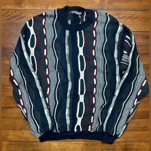 DJAB Multicolor Coogi Style 3D Knit Patterned Sweater